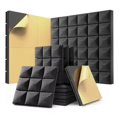 KUANGYE - Pack X12 Espuma Panel Acústico Rombo AutoAdhesivo Negro