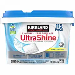 KIRKLAND - Detergente para Lavavajillas en Cápsulas Ultra Shine 115 un