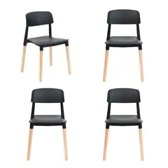 WHITE MARKET - Pack x 4 Silla comedor Negra