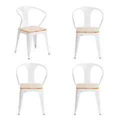 WHITE MARKET - Pack x 4 Sillas tolix blanca con brazos