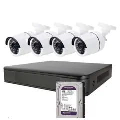 GENERICO - Kit Cctv 4 Cámaras 2 MP con Disco Duro 1 Terabyte 1080P