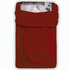 DORAL - Set De Alfombras De Baño 3 Piezas Burdeo