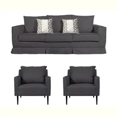 MUNDO LIVING - Living 311 Pompeya marengo sofa 3 cuerpos +2 poltronas resortes