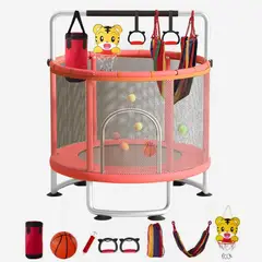 YEP S - Cama Elástica Roja 150cm Con Barra + Juguetes Yep Home