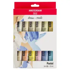 AMSTERDAM - Acrílico Pack 12 Colores 20ml Pasteles