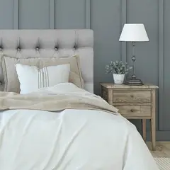 ESPACIO HOGAR - Respaldo de Cama Capitoné Premium Lino Gris Plata 2 Plazas