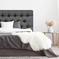 ESPACIO HOGAR - Respaldo de Cama Capitoné Premium Lino Grafito - Queen