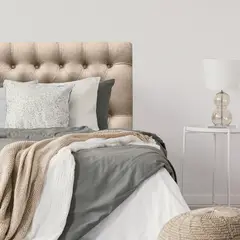 ESPACIO HOGAR - Respaldo de Cama Capitoné Premium Lino Beige - 1.5 Plaza