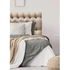 ESPACIO HOGAR - Respaldo de Cama Capitoné Premium Lino Beige - King