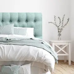 ESPACIO HOGAR - Respaldo de Cama Capitoné Premium Lino Verde Super King
