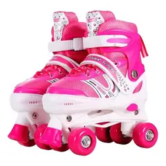 GENERICO - Patines 4 Ruedas Ajustable Roller Artístico Rosados M