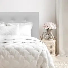 ESPACIO HOGAR - Respaldo de Cama Botoné Premium Lino Gris Plata King