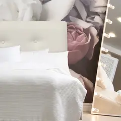 ESPACIO HOGAR - Respaldo de Cama Botoné Premium Lino Crema Queen