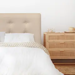 ESPACIO HOGAR - Respaldo de Cama Botoné Premium Lino Beige Super King