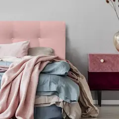 ESPACIO HOGAR - Respaldo de Cama Botoné Premium Felpa Rosado Claro - Queen