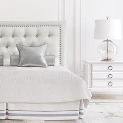 ESPACIO HOGAR - Respaldo de Cama Capitoné Frame Tachas Lino Crema 2 Plazas
