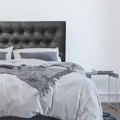 ESPACIO HOGAR - Respaldo de Cama Capitoné Premium Ecocuero Negro 2 Plazas