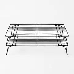 HOMESTAR - Rejilla enfriadora antiadherente plegable de 2 niveles negro