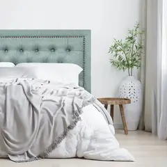 ESPACIO HOGAR - Respaldo de Cama Capitoné Frame Tachas Lino Verde Jeans - 1.5 Plaza