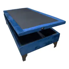 MUEBLES HVM - Base Baul HVM 1P Azul Felpa Pmadera.