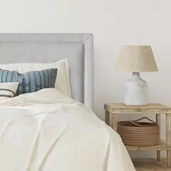 ESPACIO HOGAR - Respaldo de Cama Flat Frame Vivo Lino Gris Plata 1 Plaza