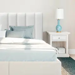 ESPACIO HOGAR - Respaldo de Cama Tubular Vertical Lino Crema - 1.5 Plaza