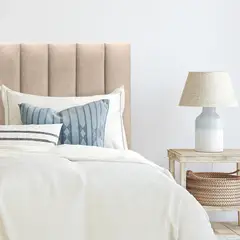 ESPACIO HOGAR - Respaldo de Cama Tubular Vertical Felpa Beige - Queen