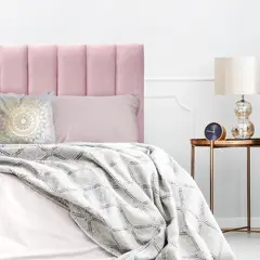 ESPACIO HOGAR - Respaldo de Cama Tubular Vertical Felpa Rosado Claro 1,5 Plazas