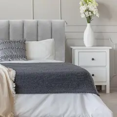ESPACIO HOGAR - Respaldo de Cama Tubular Vertical Felpa Gris Plata 1,5 Plazas
