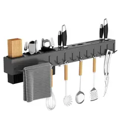 HALMAN - Gris Portacuchillos de Pared de 60cm 8 Ganchos