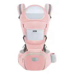 IMPORTCLICK - Mochila Porta Bebes Ergonómica Asiento Multifuncional 6 En 1 Rosado