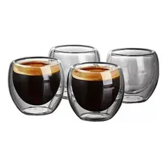IMPORTCLICK - Juego 4 Tazas MUG Café Vidrio Doble Pared Térmico 80m - Turquesa