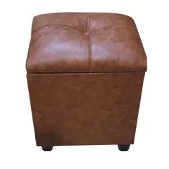 GENERICO - Pouf Baul Cafe Bicolor Eco Cuero 40x33x45 Rimar