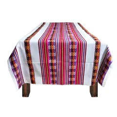 GENERICO - Manta Mantel Aguayo Andino 1.10 X 2.30 Cm Decorativas Blanco
