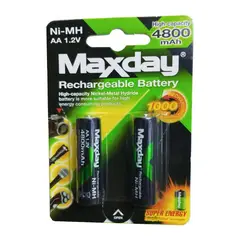 GEN - Pack De 2 Pilas Recargables Maxday Aa 4800mah - Negro