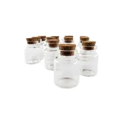 GENERICO - Set de 12 Frascos de Vidrio con Tapón de Corcho 3x4,5cm