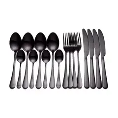 GENERICO - Set De Servicios Acero Inoxidables Negro 24 pzs