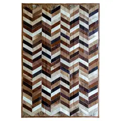 MOO HOGAR - Alfombra Cuero Natural 206X296 Cm Diseño Chevron