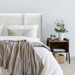 ESPACIO HOGAR - Respaldo de Cama Block Felpa Marfíl 2 Plazas