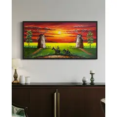 DEKAM DISEÑO - Cuadro Quijote Colores Pintado Enmarcado medida 124x64 cms