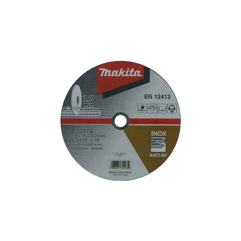 Disco abrasivo 230 x 1,9 x 22,23 mm corte acero inox. B-12273