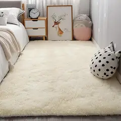 ANGELES DEL HOGAR - ALFOMBRA PELUDA TIPO SHAGGY 200 X 300 COLOR BEIGE