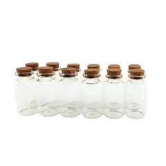 GENERICO - Set de 12 Frascos de Vidrio con Tapón de Corcho 3x6,5cm