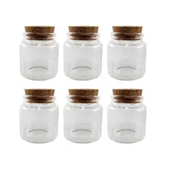 GENERICO - Set de 6 Frascos de Vidrio con Tapón de Corcho 5,5x4,5cm