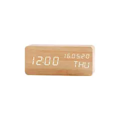 TECNOLAB - Reloj Despertador De Madera Con Pantalla Digital - SC