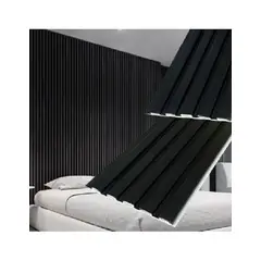 GENERICO - WPC Wall Panel Interior Slim 10 piezas - Negro