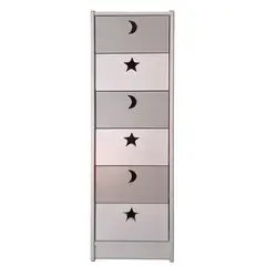 MUEBLES KIDS - Cajonera SLIM 6 cajones blanco gris