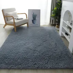 ANGELES DEL HOGAR - ALFOMBRA PELUDA TIPO SHAGGY 150 X 200 COLOR GRIS