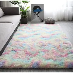 ANGELES DEL HOGAR - ALFOMBRA PELUDA TIPO SHAGGY 150 X 200 COLOR MULTICOLOR