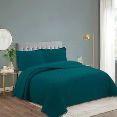 GENERICO - Cobertor de Verano Reversible KING - 100 Algodón - Turquesa